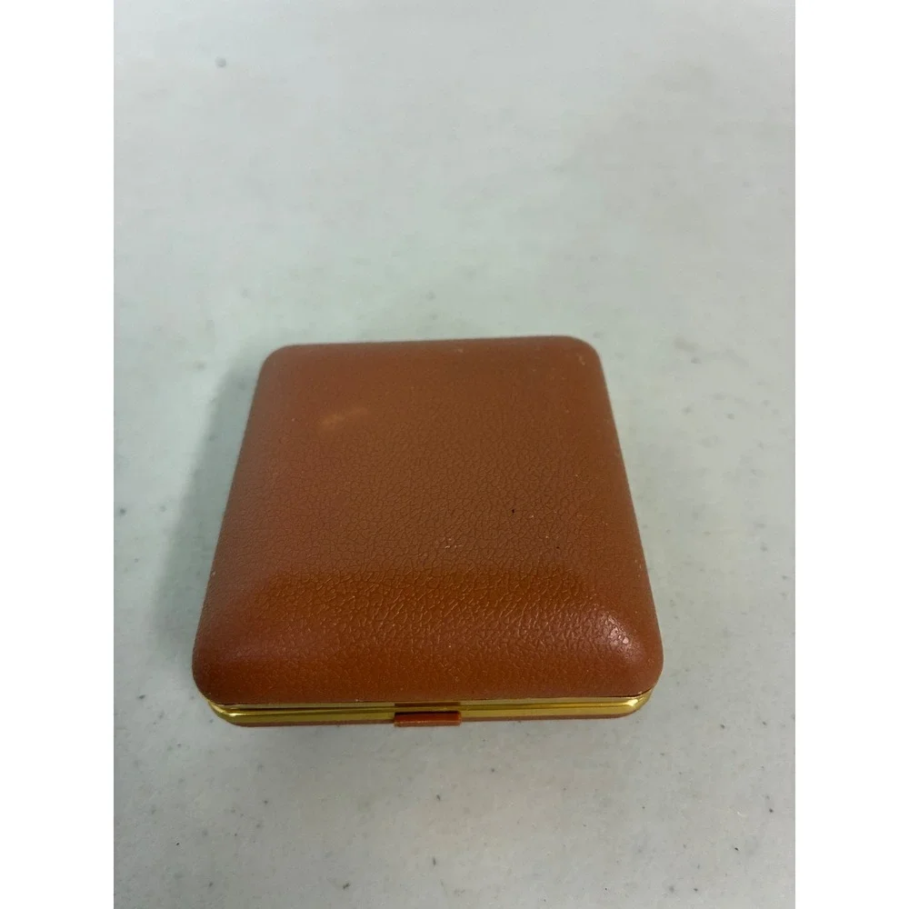 Vintage Equity Travel Alarm Clock Brown Faux Leather Folding Case Gold Tone MCM